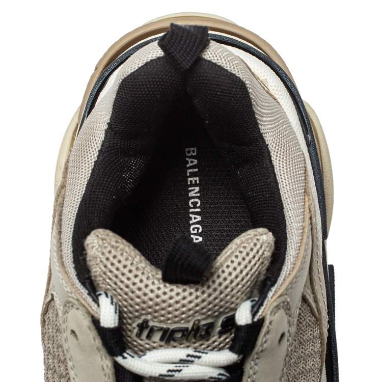 Pre Owned Balenciaga Multicolor Mesh And Leather Triple S Sneakers Size 38