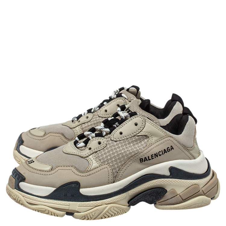 Pre Owned Balenciaga Multicolor Mesh And Leather Triple S Sneakers Size 38