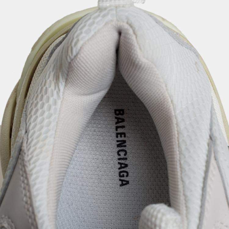 Pre Owned Balenciaga Grey Mesh And Leather Triple S Sneakers Size 38
