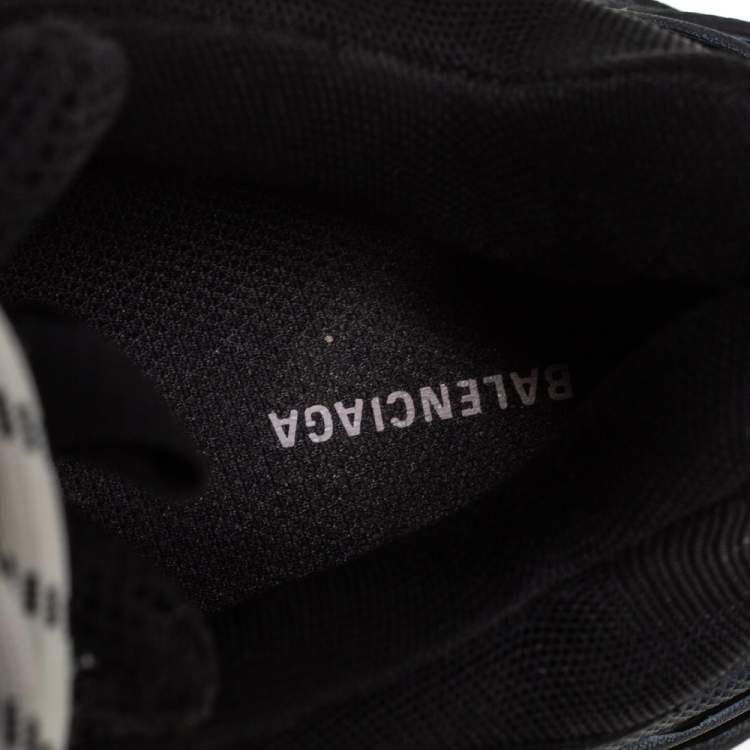 Pre Owned Balenciaga Black Leather And Mesh Triple S Clear Sneakers Size 38
