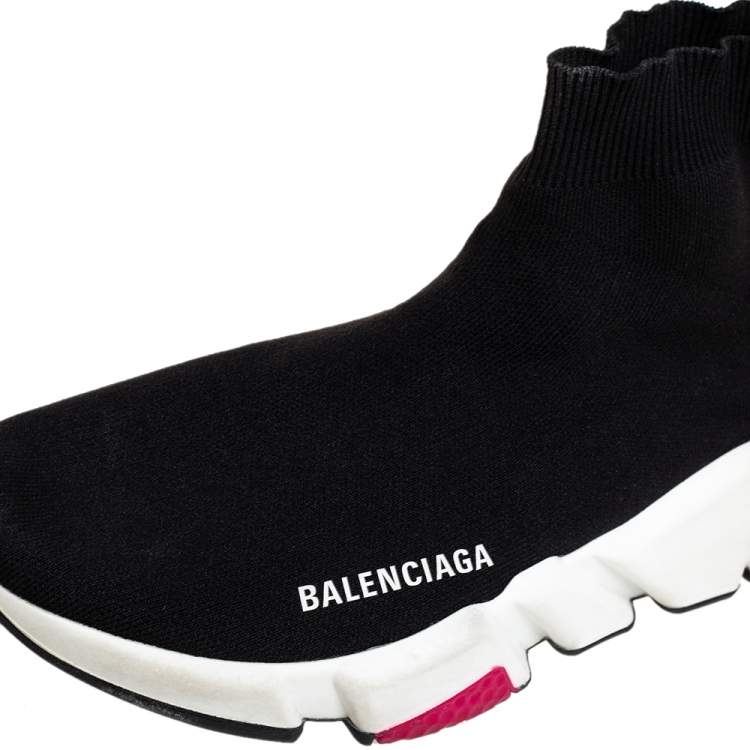 Pre Owned Balenciaga Black Knit Fabric Speed High Top Sneakers Size 39