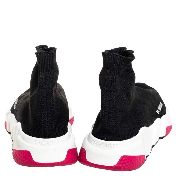 Pre Owned Balenciaga Black Knit Fabric Speed High Top Sneakers Size 39
