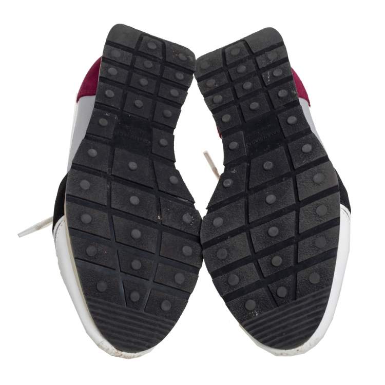 Pre Owned Balenciaga Multicolor Mesh And Leather Race Runner Low Top Sneakers Size 37