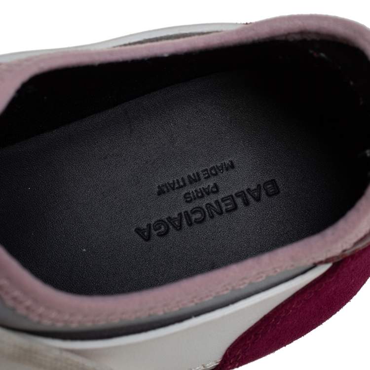 Pre Owned Balenciaga Multicolor Mesh And Leather Race Runner Low Top Sneakers Size 37