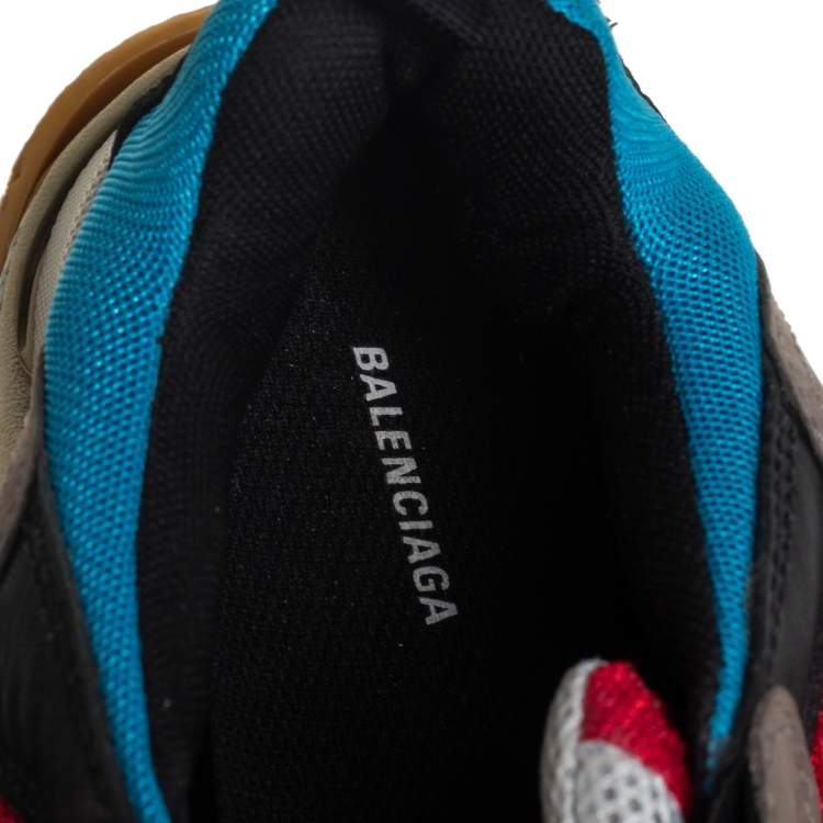 Pre Owned Balenciaga Multicolor Leather And Mesh Triple S Sneaker Size 38
