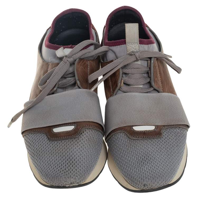 Pre Owned Balenciaga Multicolor Mesh And Leather Race Runner Sneakers Size 40