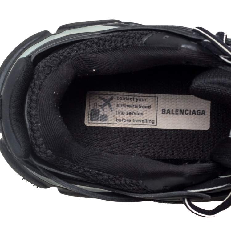 Pre Owned Balenciaga Black Leather And Mesh Track Sneakers Size 40