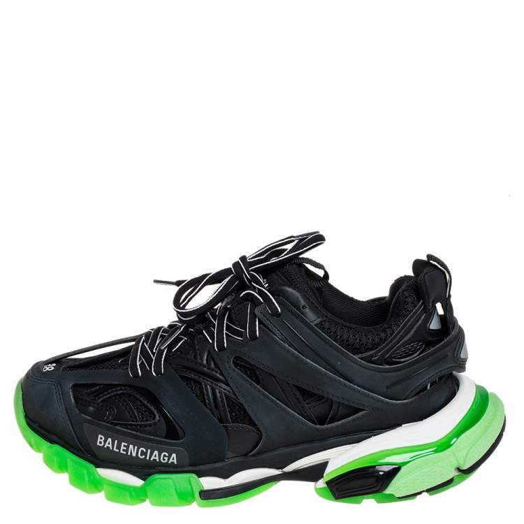 Pre Owned Balenciaga Black Mesh And Synthetic Leather Track Low Top Sneakers Size 38