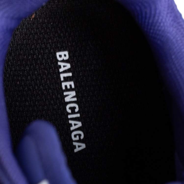 Pre Owned Balenciaga Purple Nylon And Suede Triple S Low Top Sneakers Size 37
