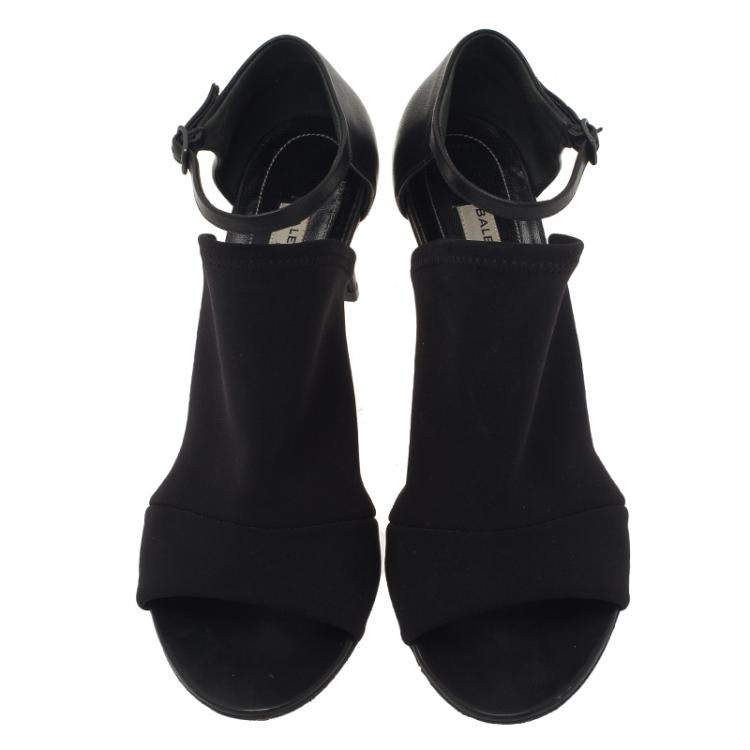 Pre Owned Balenciaga Black Rubberised Neoprene Glove Sandals Size 38