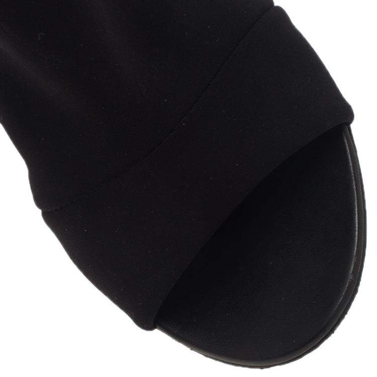 Pre Owned Balenciaga Black Rubberised Neoprene Glove Sandals Size 38