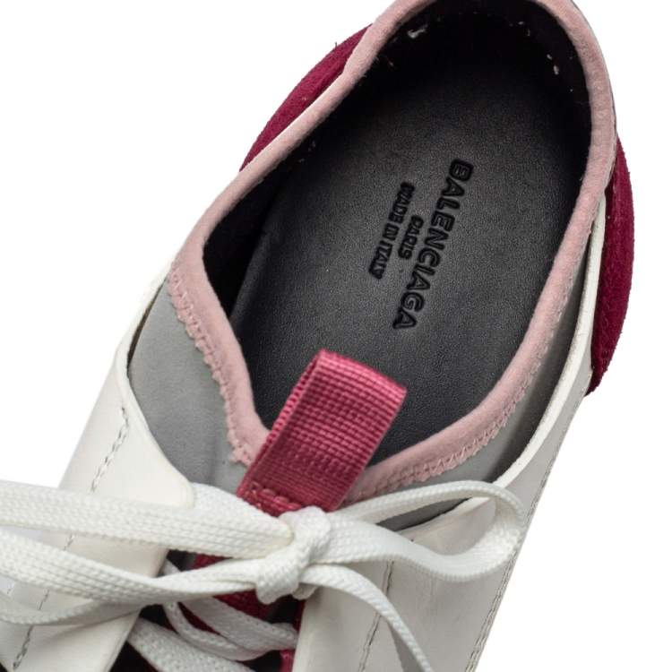 Pre Owned Balenciaga Multicolor Leather And Mesh Race Runner Low Top Sneakers Size 40
