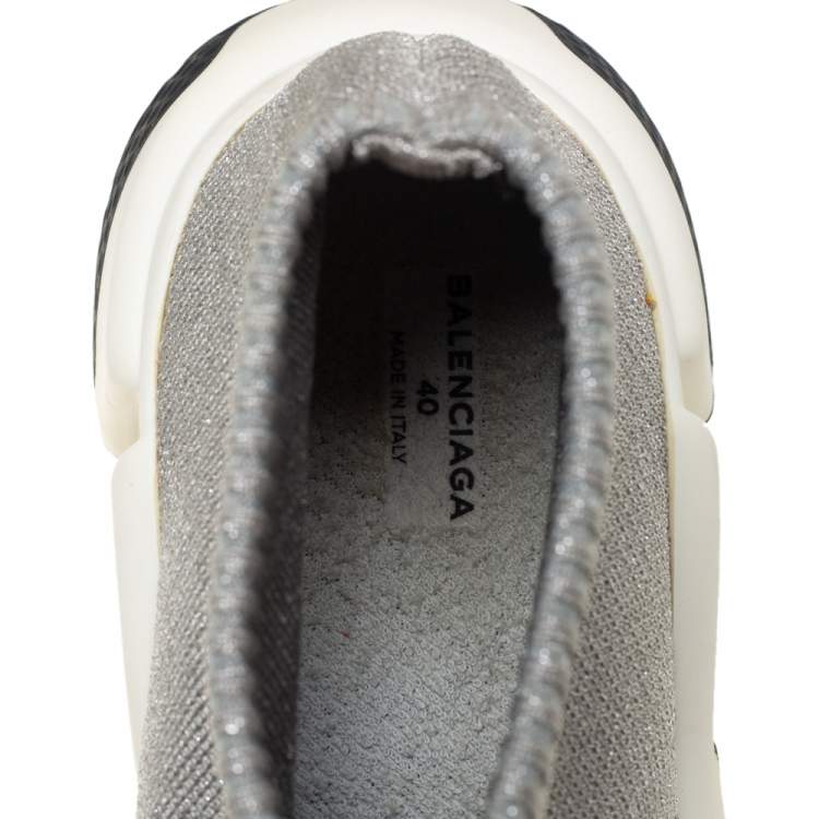 Pre Owned Balenciaga Grey Knit Speed Trainer Sneakers Size 40