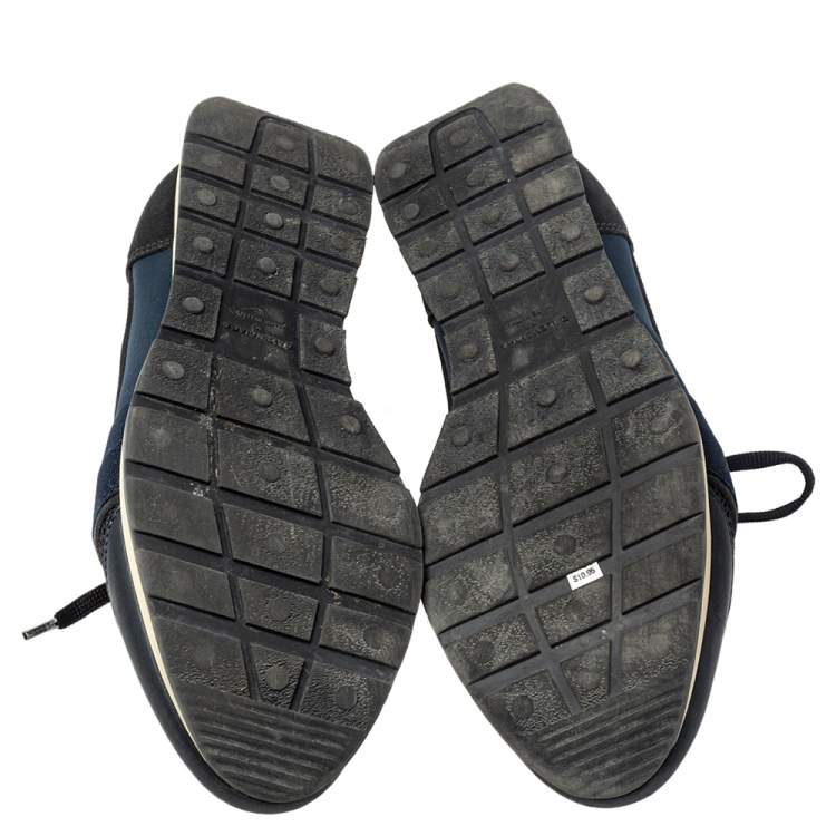 Pre Owned Balenciaga Blue/Black Leather And Mesh Race Runner Sneakers Size 39