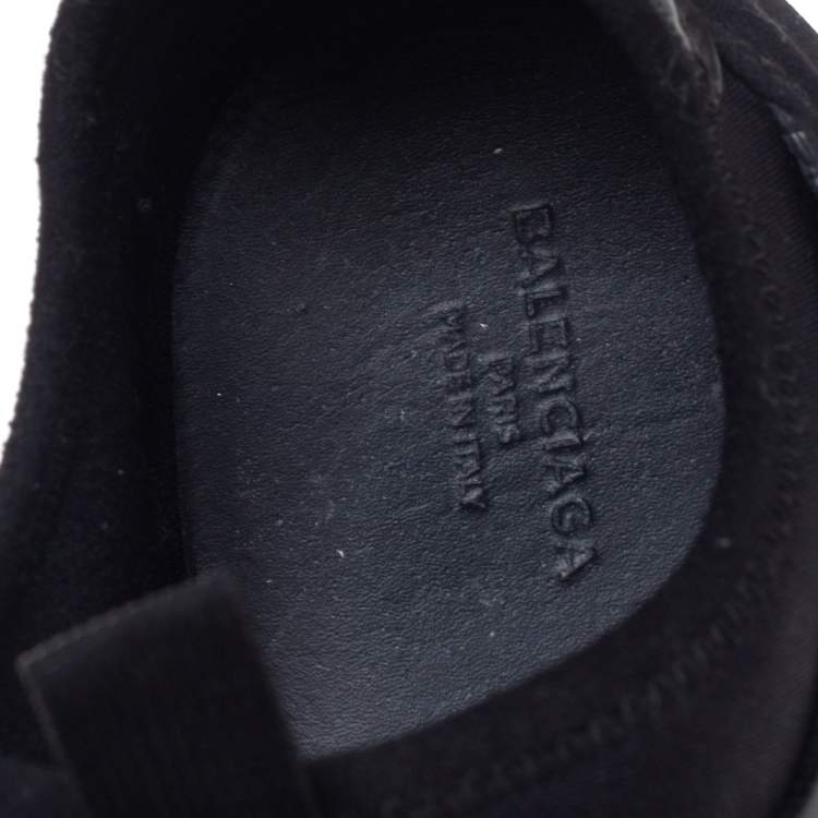 Pre Owned Balenciaga Black Patent Leather and Neoprene Race Runner Sneakers Size 38