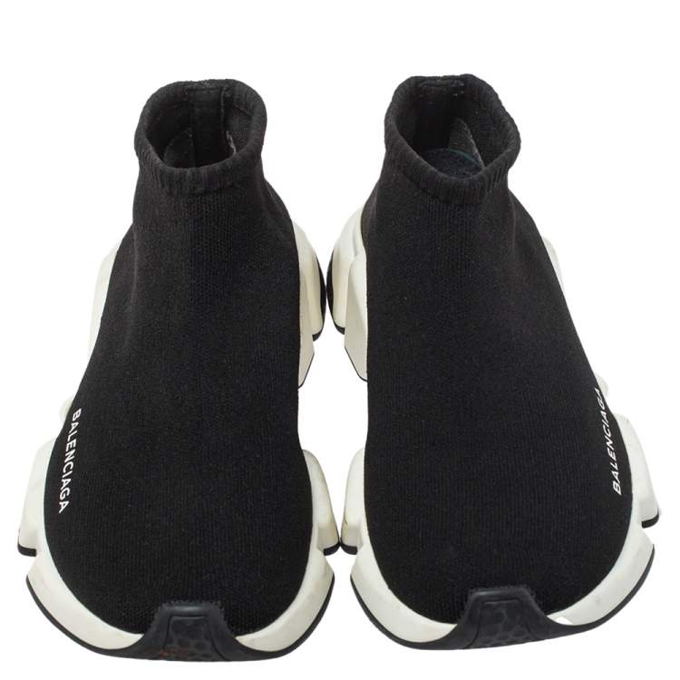 Pre Owned Balenciaga Black Knit Fabric High Top Sneakers Size 40