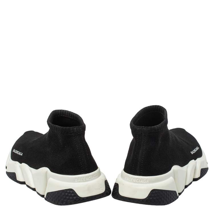 Pre Owned Balenciaga Black Knit Fabric High Top Sneakers Size 40