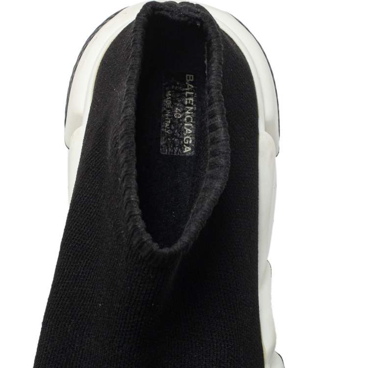 Pre Owned Balenciaga Black Knit Fabric High Top Sneakers Size 40