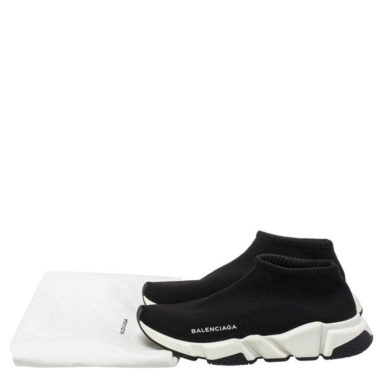 Pre Owned Balenciaga Black Knit Fabric High Top Sneakers Size 40
