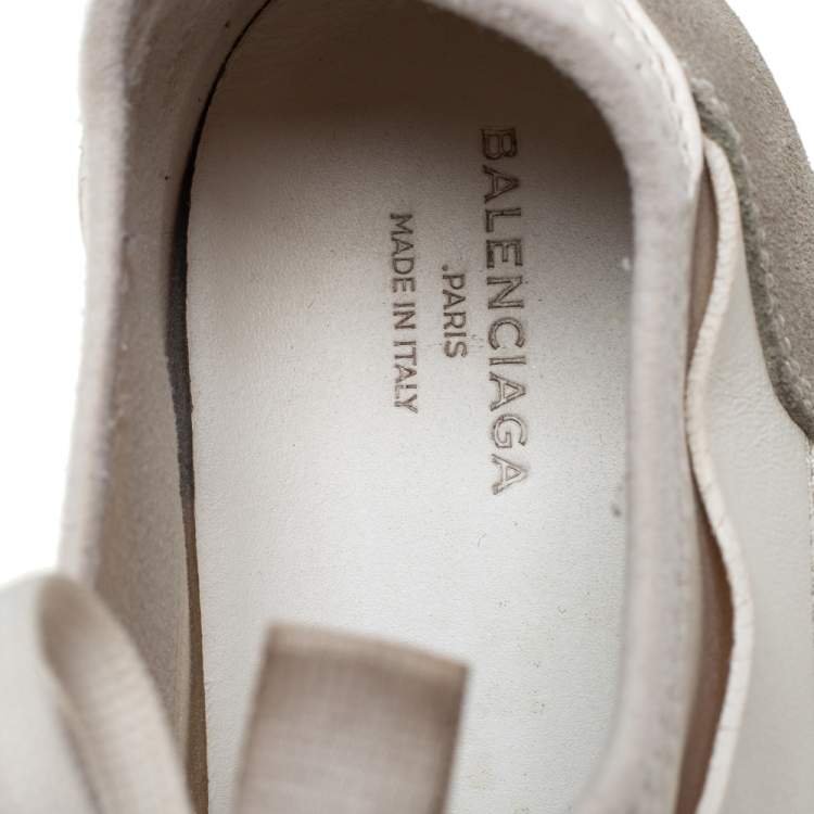 Pre Owned Balenciaga White Mesh And Leather Race Runner Low Top Sneakers Size 37
