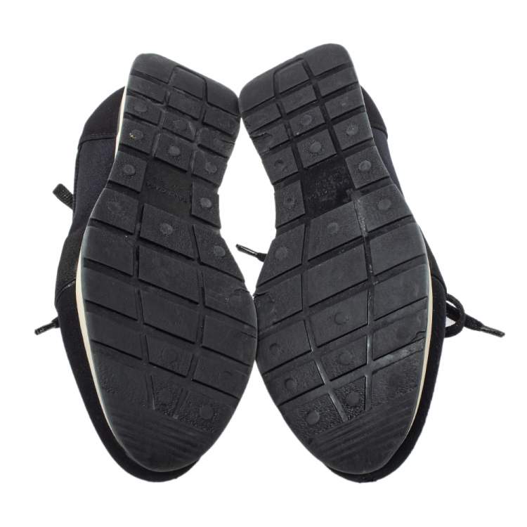 Pre Owned Balenciaga Black Patent Leather And Neoprene Race Runner Low Top Sneakers Size 38