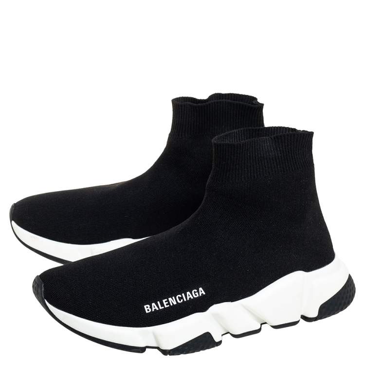 Pre Owned Balenciaga Black Knit Fabric Speed Trainer Sneakers Size 39