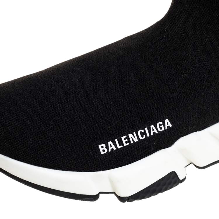 Pre Owned Balenciaga Black Knit Fabric Speed Trainer Sneakers Size 39