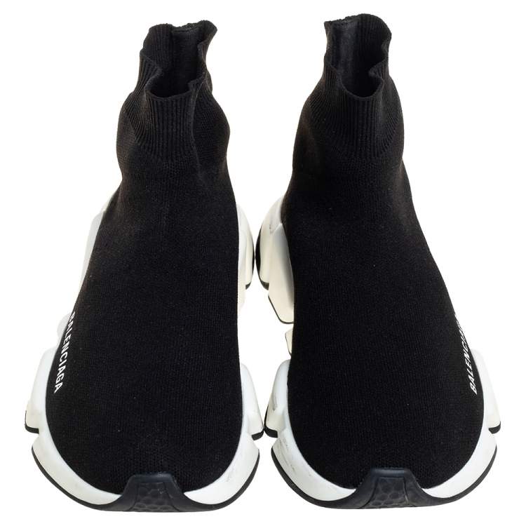 Pre Owned Balenciaga Black Knit Fabric Speed Trainer Sneakers Size 39