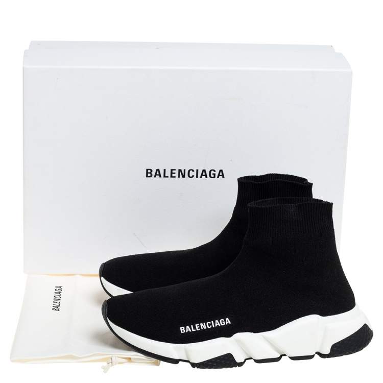 Pre Owned Balenciaga Black Knit Fabric Speed Trainer Sneakers Size 39