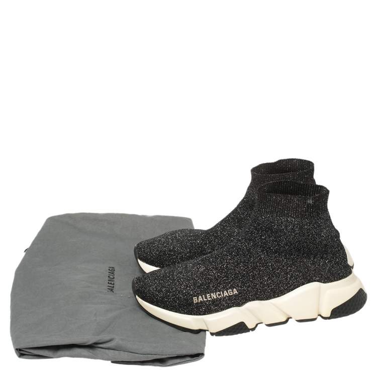 Pre Owned Balenciaga Black Knit Fabric Speed Trainer Sneakers Size 37