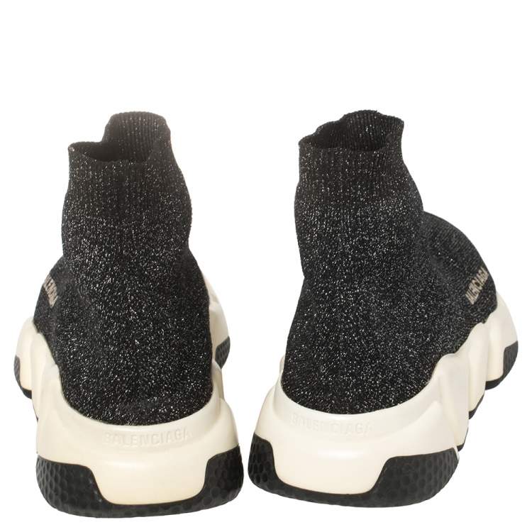 Pre Owned Balenciaga Black Knit Fabric Speed Trainer Sneakers Size 37