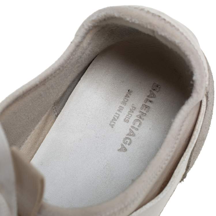Pre Owned Balenciaga White Leather, Mesh Race Runner Sneakers Size 38