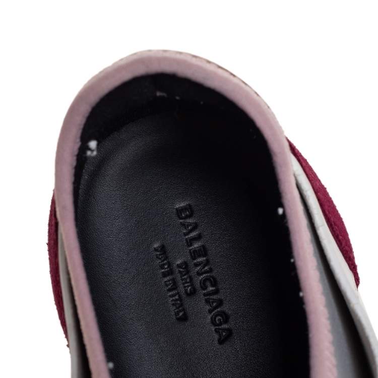 Pre Owned Balenciaga Multicolor Mesh And Leather Race Runner Low Top Sneakers Size 37