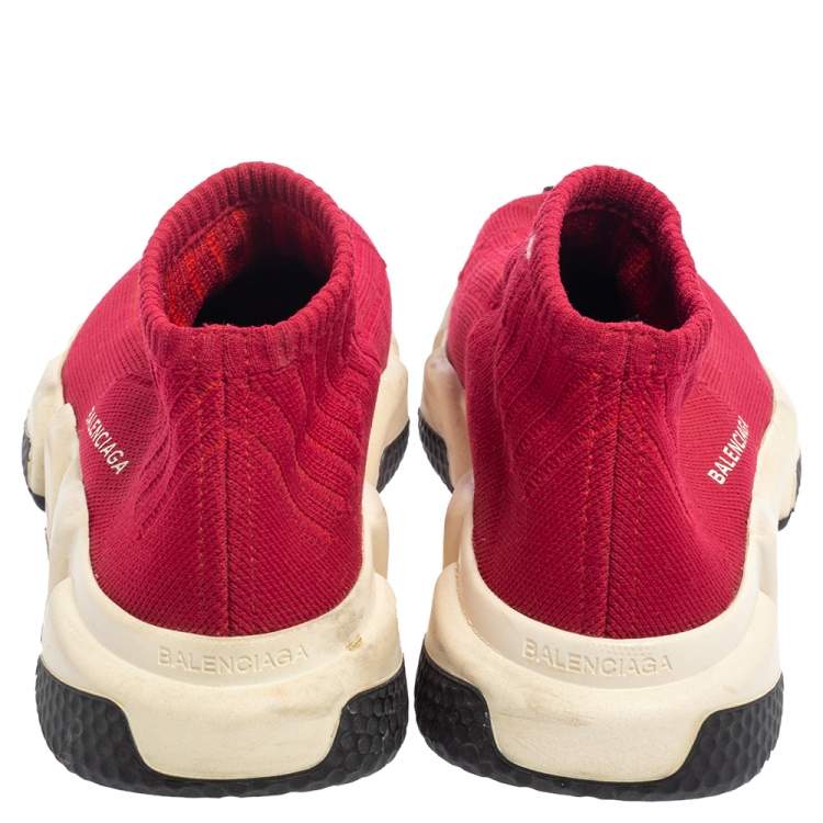 Pre Owned Balenciaga Red Knit Speed Trainer Sneakers Size 39