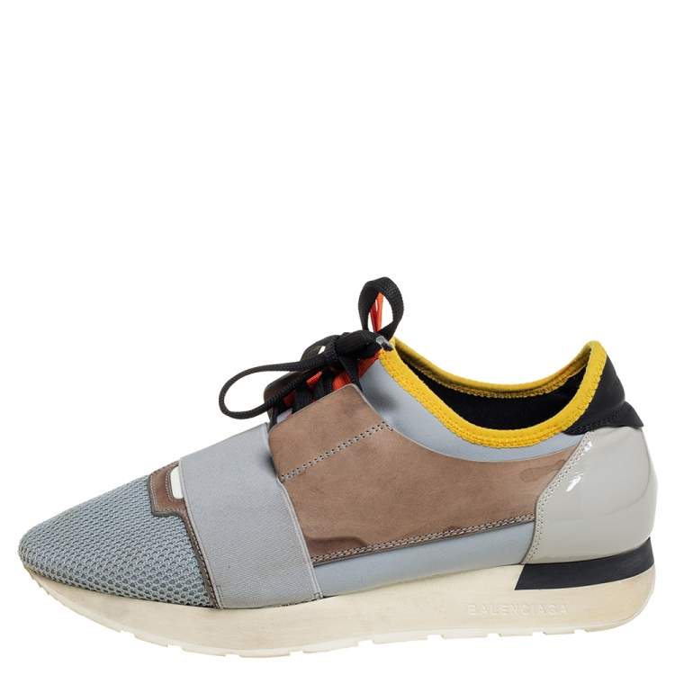 Pre Owned Balenciaga Multicolor Leather And Mesh Race Runner Sneakers Size 39