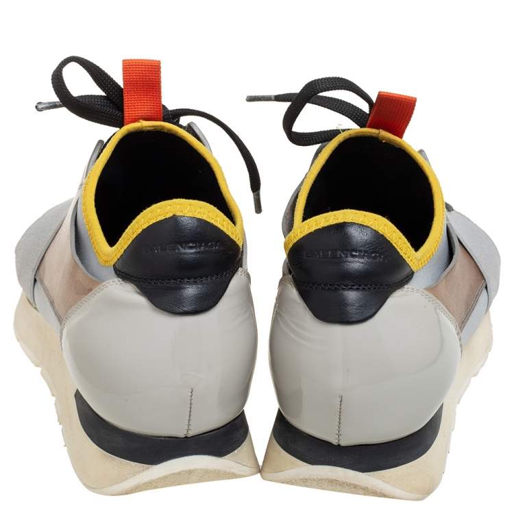 Pre Owned Balenciaga Multicolor Leather And Mesh Race Runner Sneakers Size 39