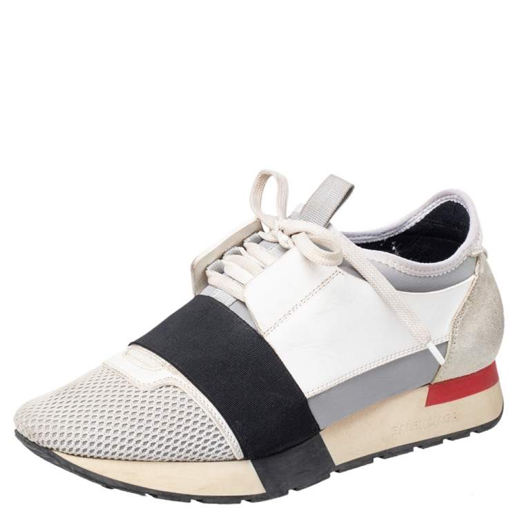 مملوكة مسبقًا Balenciaga Multicolor Leather And Suede Race Runner Sneakers Size 38