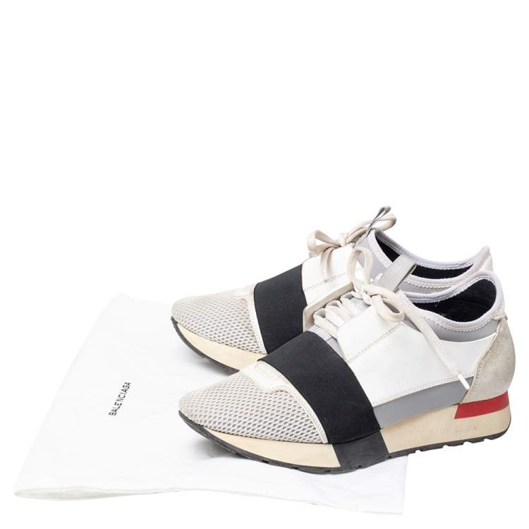 مملوكة مسبقًا Balenciaga Multicolor Leather And Suede Race Runner Sneakers Size 38