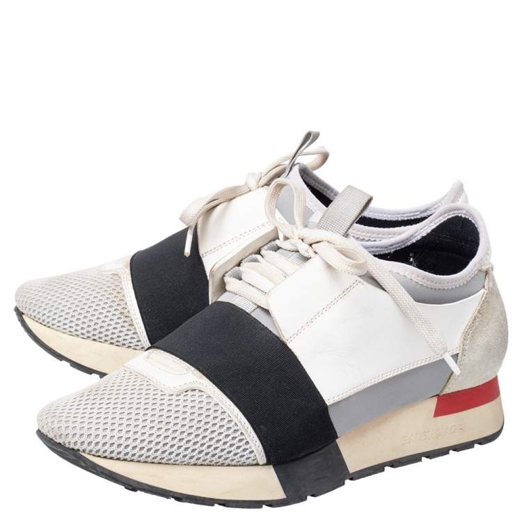 مملوكة مسبقًا Balenciaga Multicolor Leather And Suede Race Runner Sneakers Size 38