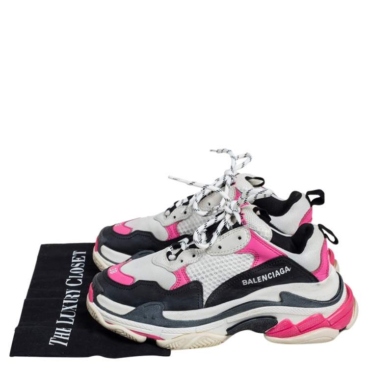 Pre Owned Balenciaga Multicolor Nubuck And Mesh Triple S Lace Up Sneakers Size 38
