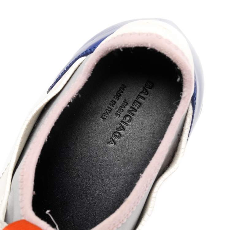 Pre Owned Balenciaga Multicolor Leather And Mesh Race Runner Low Top Sneakers Size 37