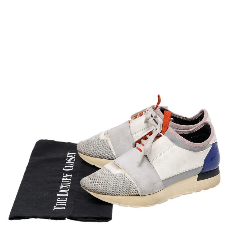 Pre Owned Balenciaga Multicolor Leather And Mesh Race Runner Low Top Sneakers Size 37