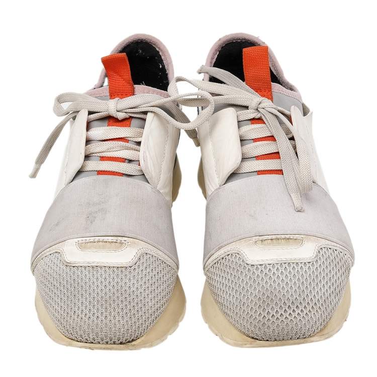Pre Owned Balenciaga Multicolor Leather And Mesh Race Runner Low Top Sneakers Size 37