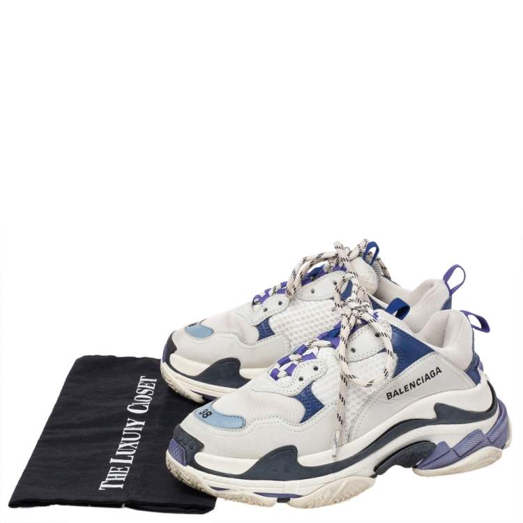 Pre Owned Balenciaga Multicolor Leather And Mesh Triple S Chunky Sneakers Size 38