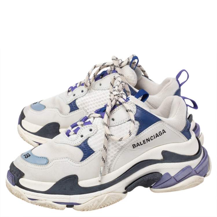 Pre Owned Balenciaga Multicolor Leather And Mesh Triple S Chunky Sneakers Size 38
