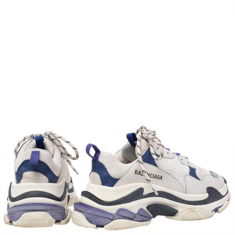 Pre Owned Balenciaga Multicolor Leather And Mesh Triple S Chunky Sneakers Size 38