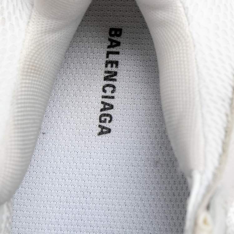 Pre Owned Balenciaga White/Grey Leather And Mesh Triple S Clear Sneakers 38