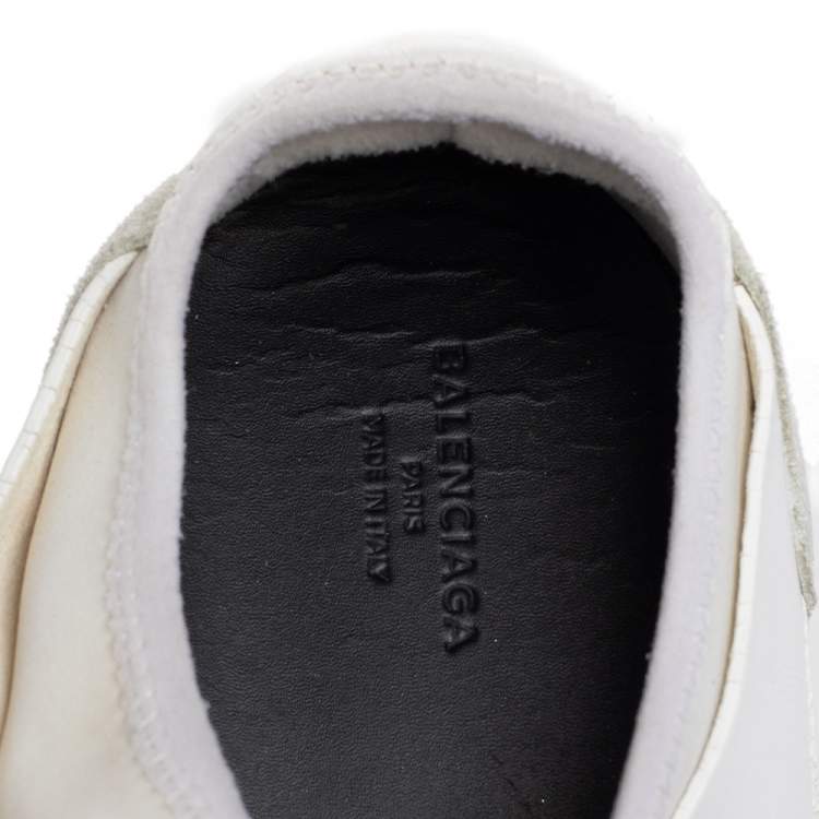 Pre Owned Balenciaga White Mesh And Leather Race Runner Low Top Sneakers Size 39