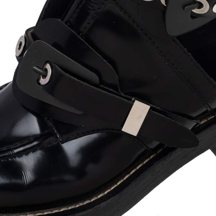 Pre Owned Balenciaga Black Leather Ceinture Ankle Boots Size 39