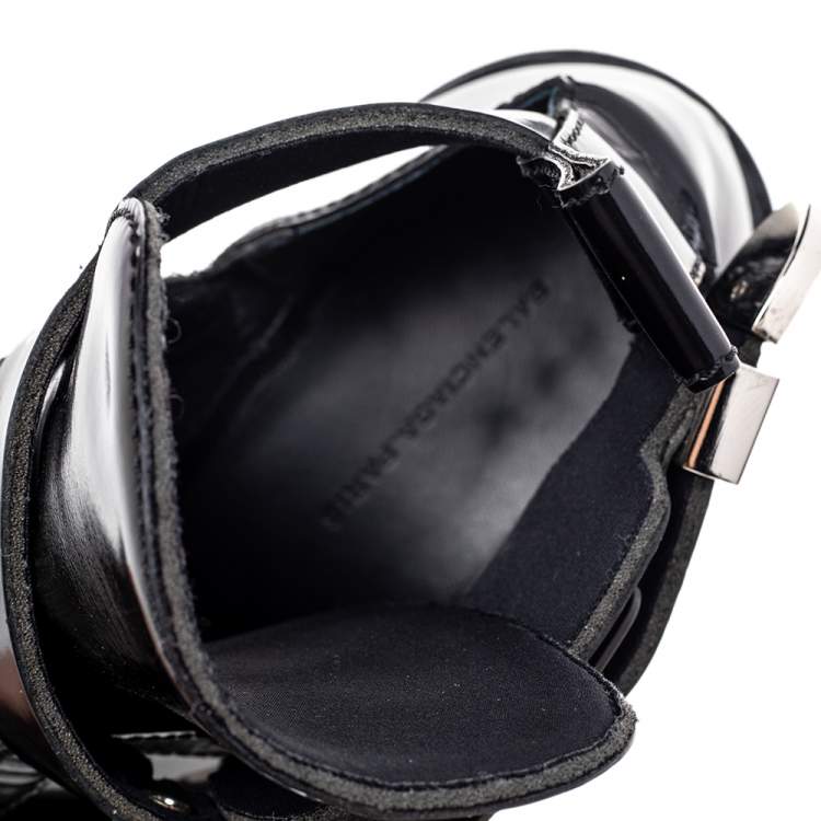 Pre Owned Balenciaga Black Leather Ceinture Ankle Boots Size 39